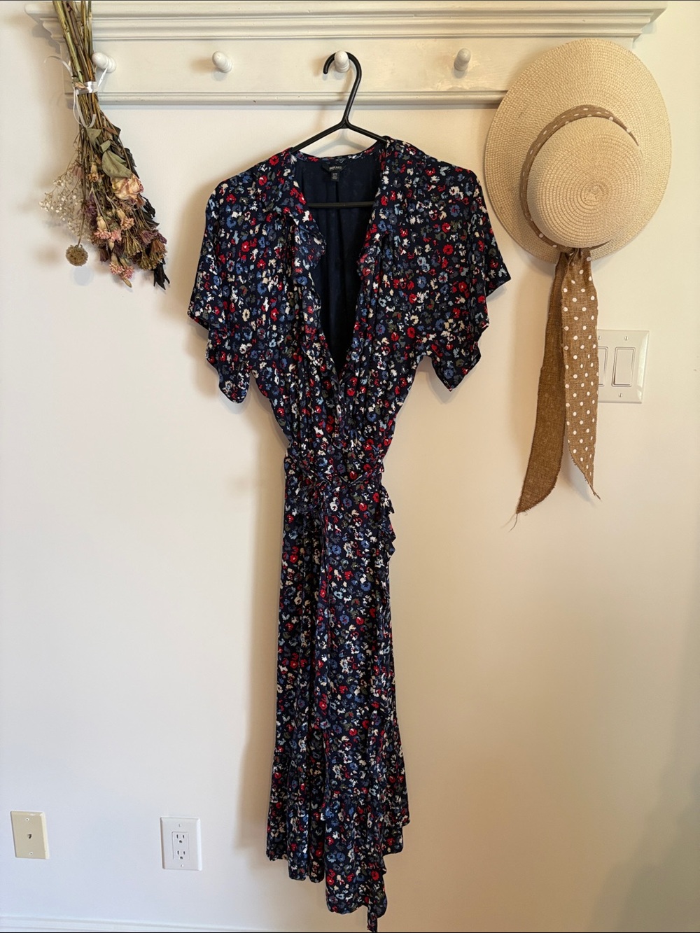 Buffalo David Bitton Navy Floral Wrap Maxi Dress